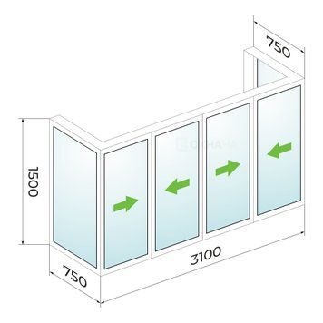 Балкон в хрущевском доме 750х3100х750х1500