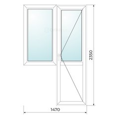 Окно пластиковое серия Хрущёвка 1470х2350 (балкон)