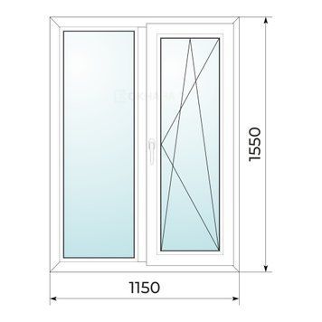 Окно пластиковое серия Хрущёвка 1150х1550