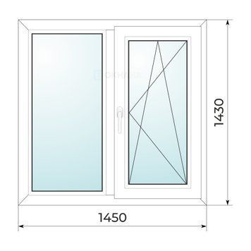 Окно пластиковое Чешская серия 1450х1430 (кухня)