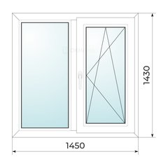 Окно пластиковое Чешская серия 1450х1430 (кухня)
